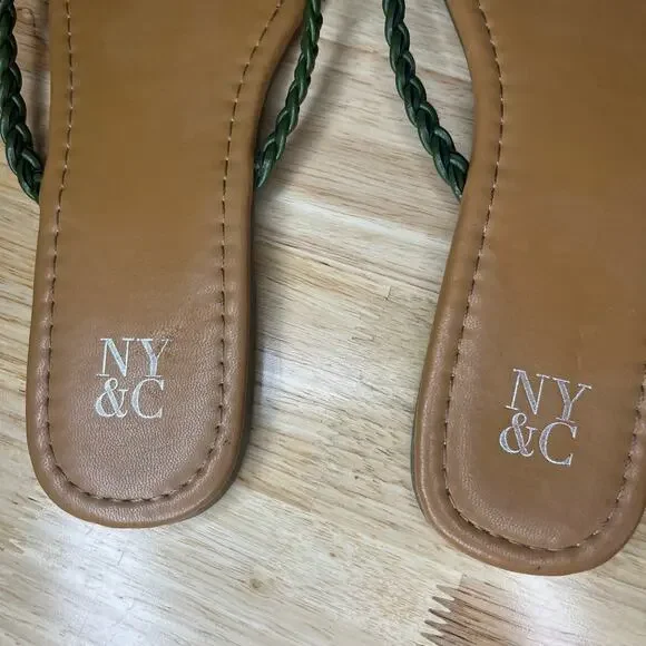 New York & Company Woven Flip Flop Sandal Summer Shoe Slip On Beach Vacation - Picture 4 of 6